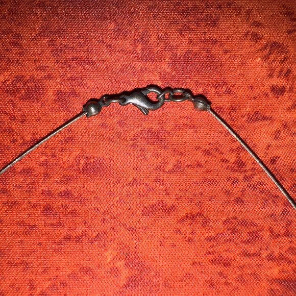 Silver Tone Modern Drop Choker Necklace with Grey Beads - Picture 3 of 3